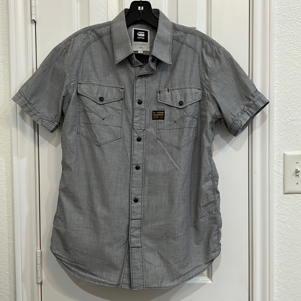 G-Star Raw Men’s Snap Button Short Sleeve Shirt Size L